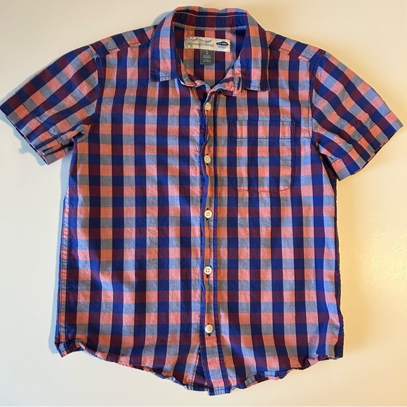 🔆3 for $25🔆 Boys Old Navy Short-Sleeved Plaid Shirt - Picture 1 of 4